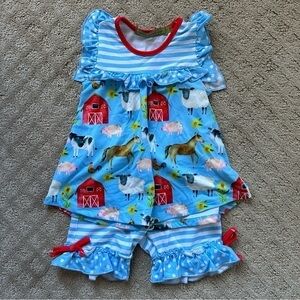 NFS. Millie loves Lily matching farm shorts set, size 2, NWOT